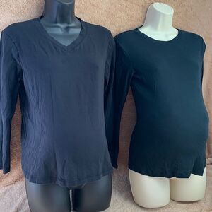 Motherhood Maternity Set of 2 Cotton Long Sleeves Tops Shirts S Black